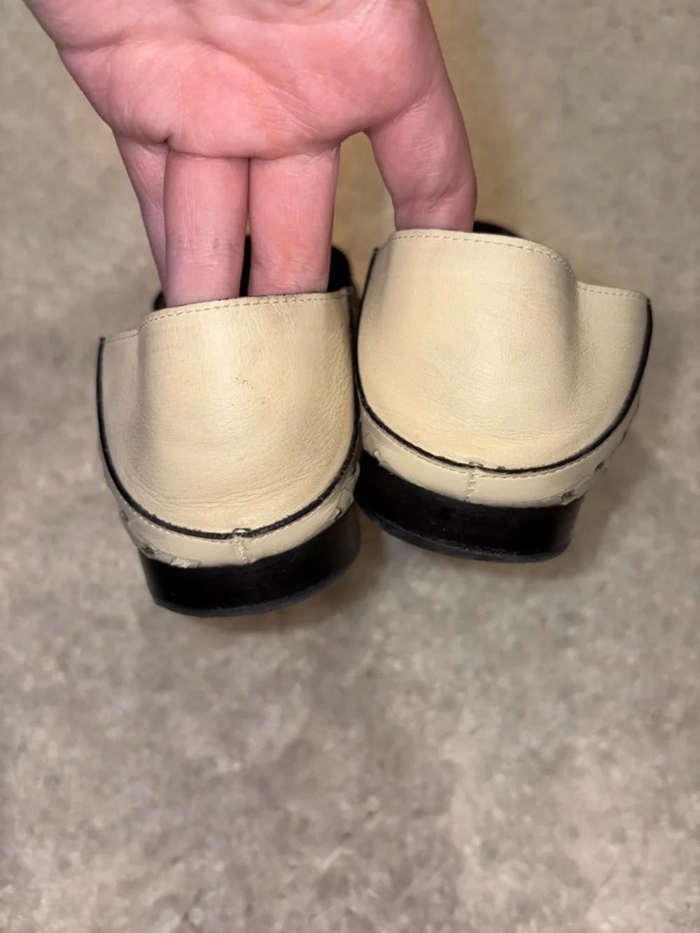 Chloe Cream and Tan Woven Leather Loafers with Gold C Accent - Picture 5 of 8